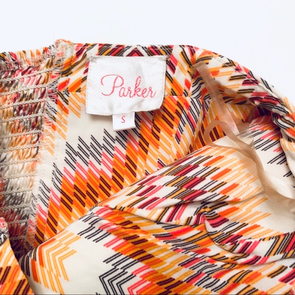 Parker Lily Multi Color Silk Strapless Dress S - Picture 5 of 8